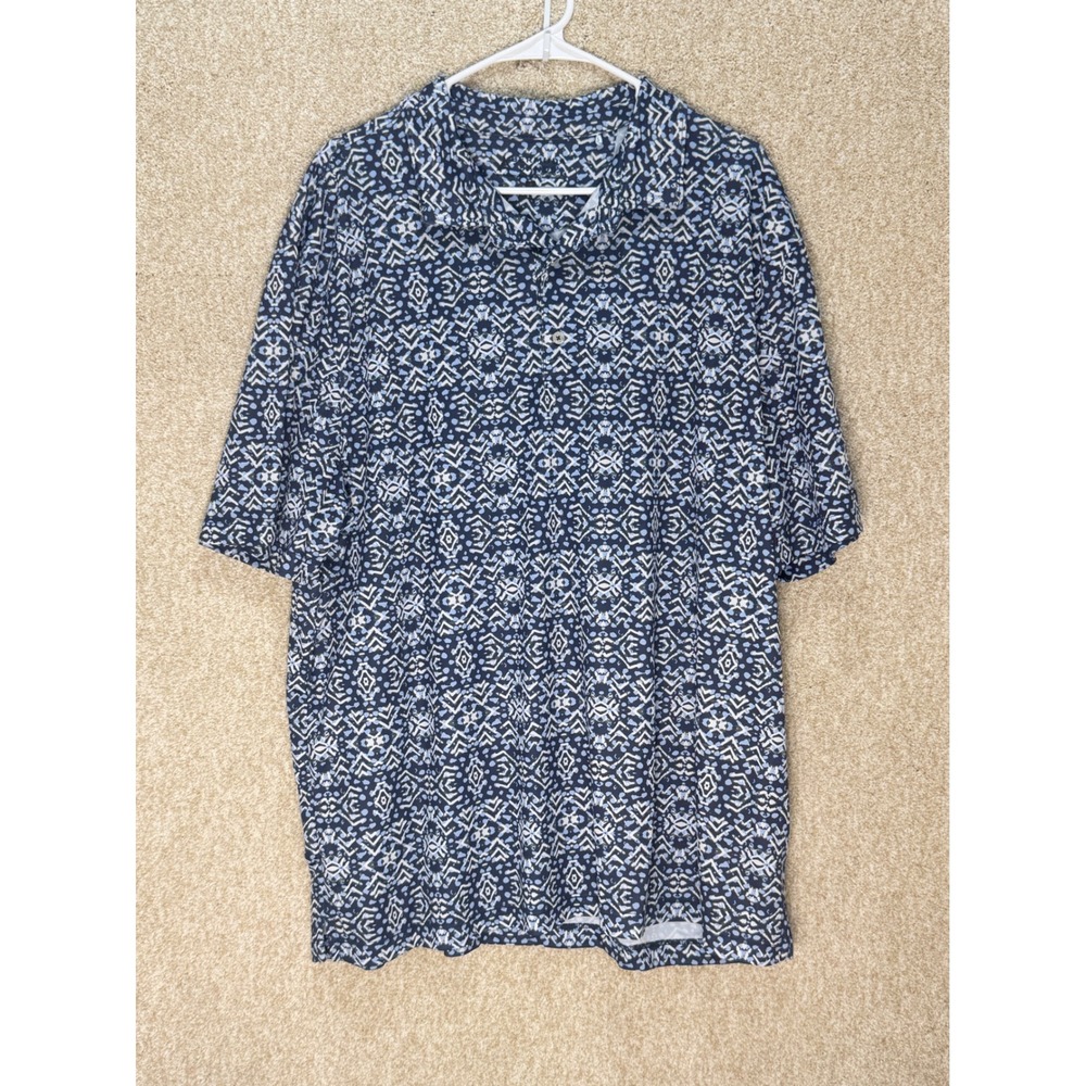 Bermuda Sands Mens XL Blue Geometric Mosaic Performance Polo Grampys Charities